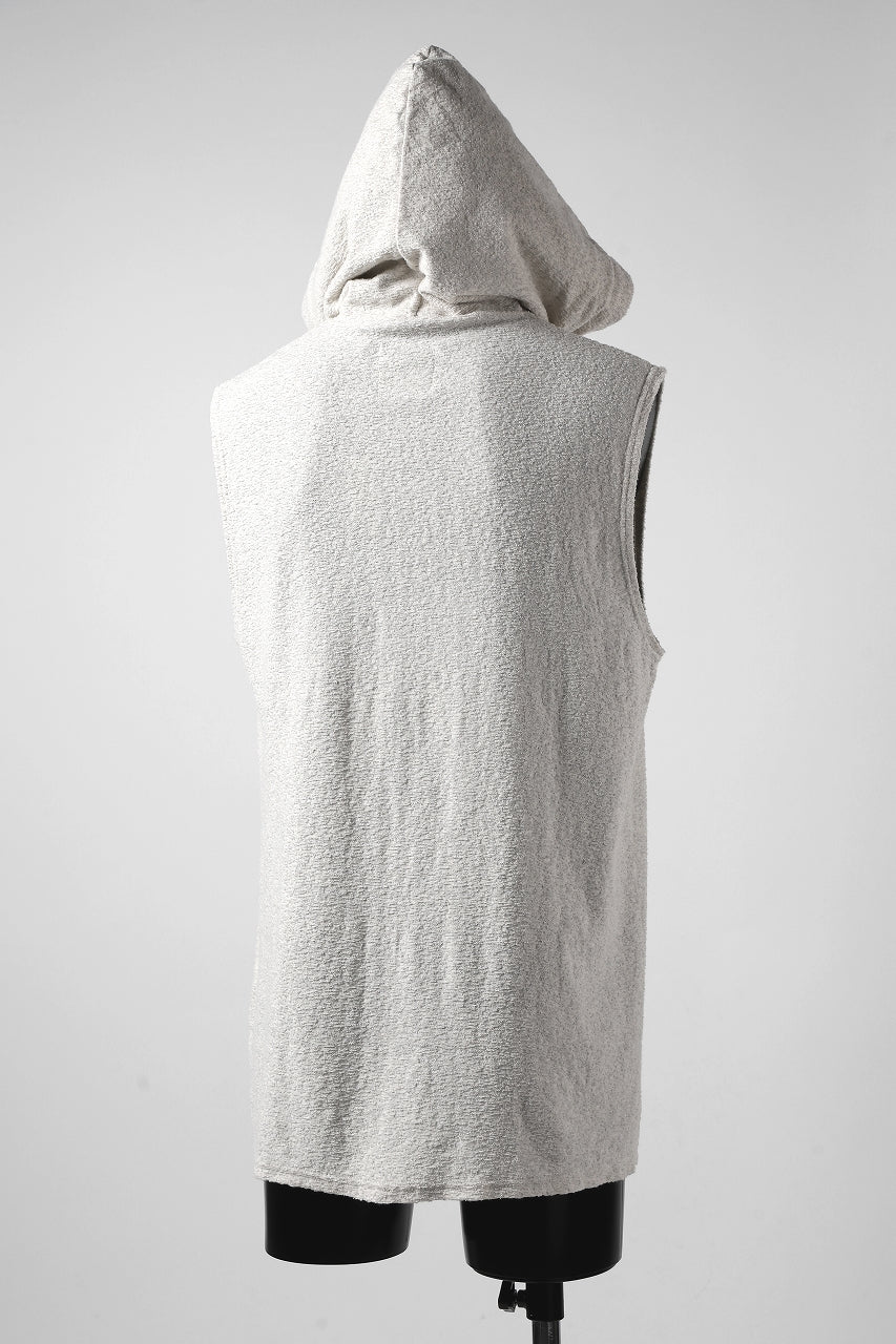 ISAMU KATAYAMA BACKLASH SLEEVELESS HOODIE CUT & SEWN / RANDOM PILE FABRIC (BEIGE) - Image 7