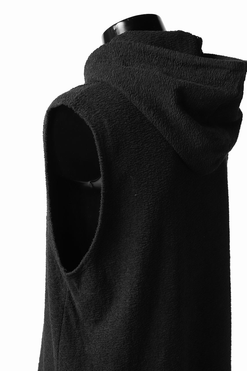 ISAMU KATAYAMA BACKLASH SLEEVELESS HOODIE CUT & SEWN / RANDOM PILE FABRIC (BLACK) - Image 11