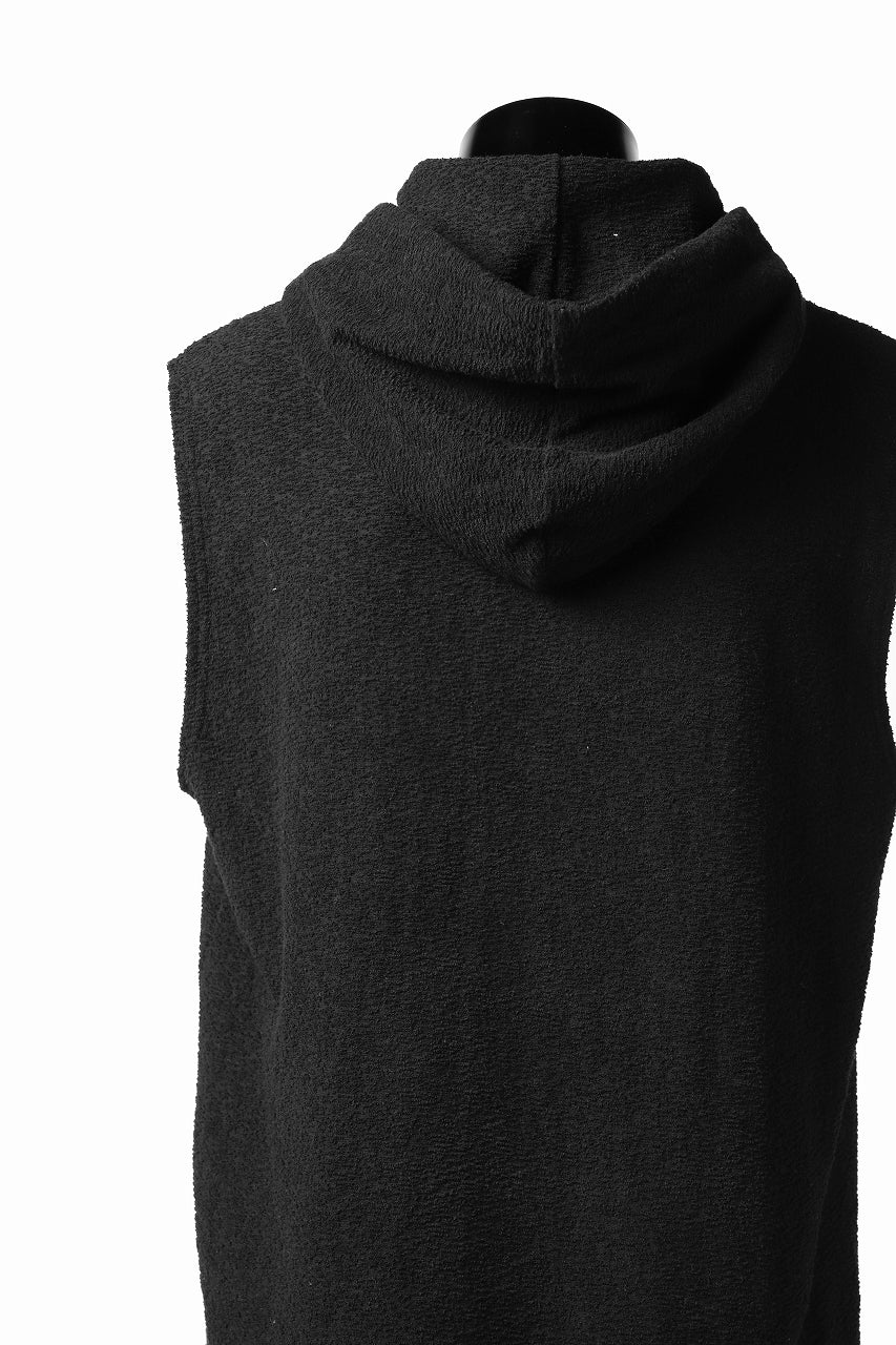ISAMU KATAYAMA BACKLASH SLEEVELESS HOODIE CUT & SEWN / RANDOM PILE FABRIC (BLACK) - Image 15