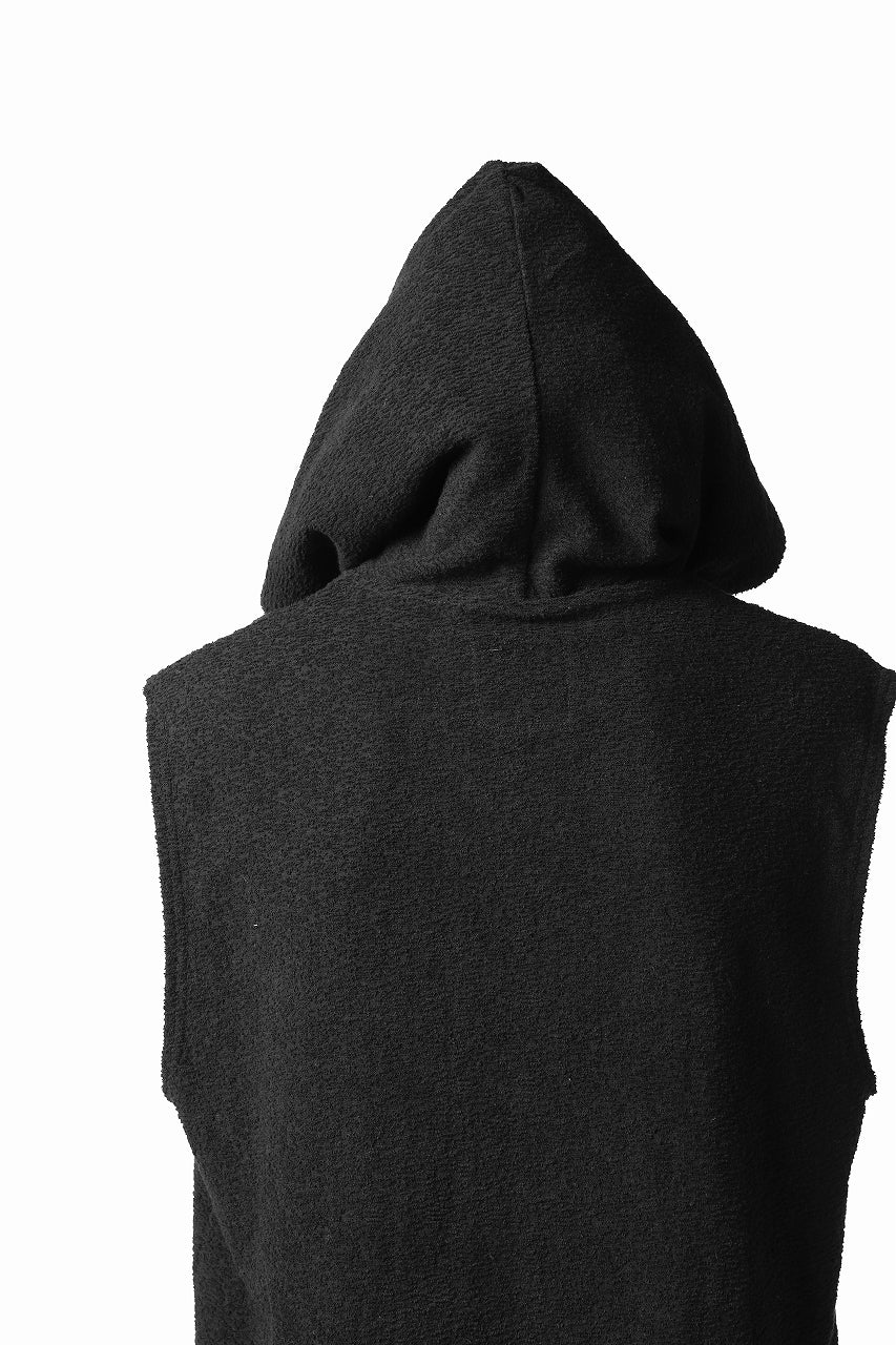 ISAMU KATAYAMA BACKLASH SLEEVELESS HOODIE CUT & SEWN / RANDOM PILE FABRIC (BLACK) - Image 16