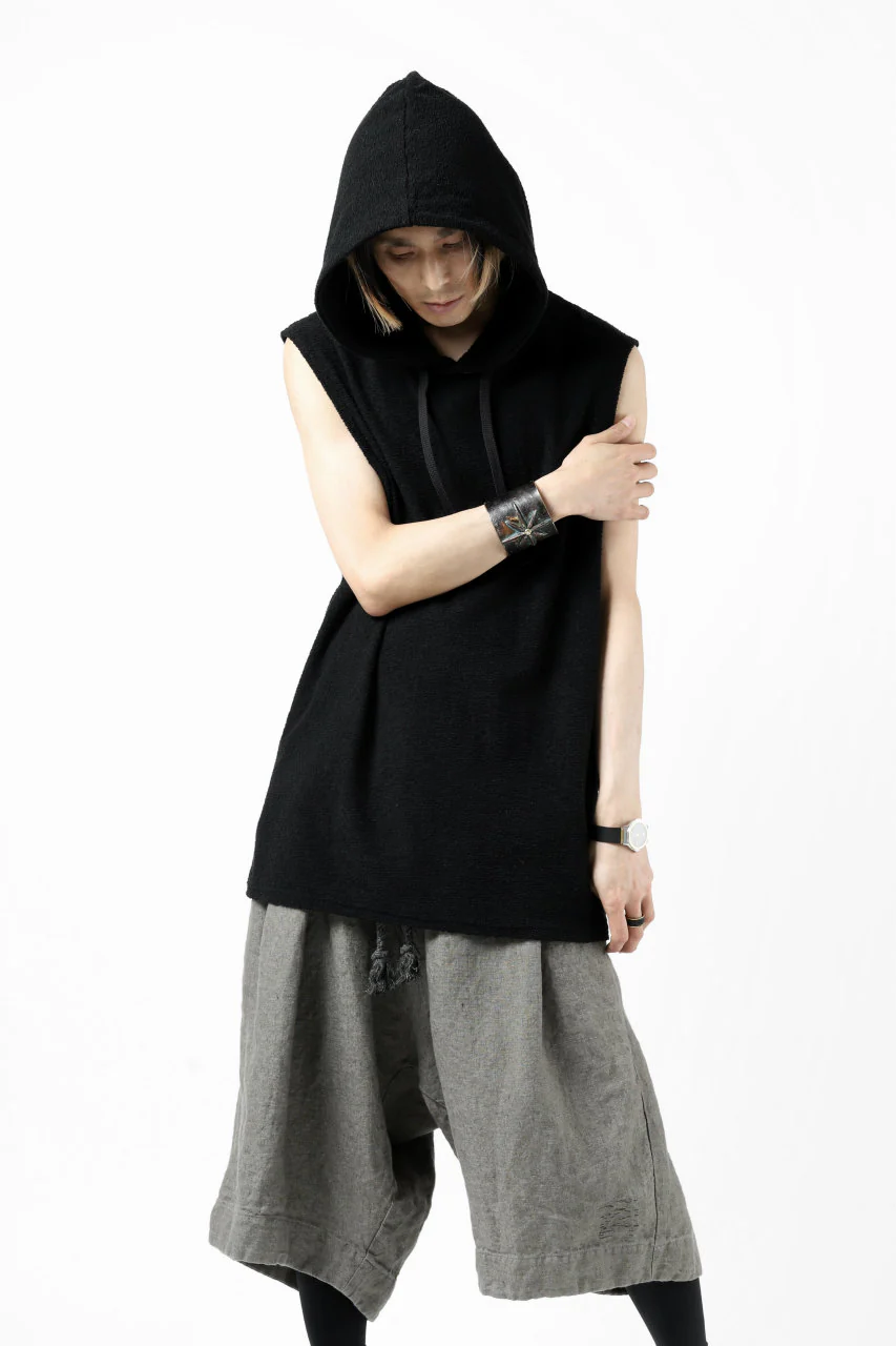ISAMU KATAYAMA BACKLASH SLEEVELESS HOODIE CUT & SEWN / RANDOM PILE FABRIC (BLACK) - Image 22