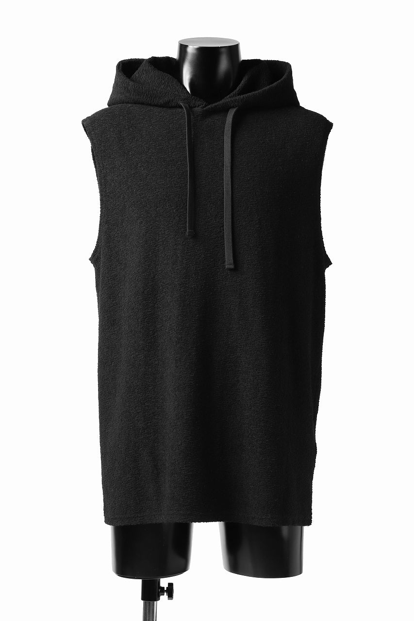 ISAMU KATAYAMA BACKLASH SLEEVELESS HOODIE CUT & SEWN / RANDOM PILE FABRIC (BLACK) - Image 4