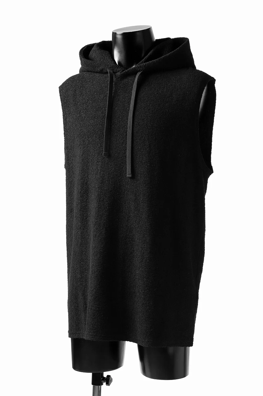 ISAMU KATAYAMA BACKLASH SLEEVELESS HOODIE CUT & SEWN / RANDOM PILE FABRIC (BLACK) - Image 5