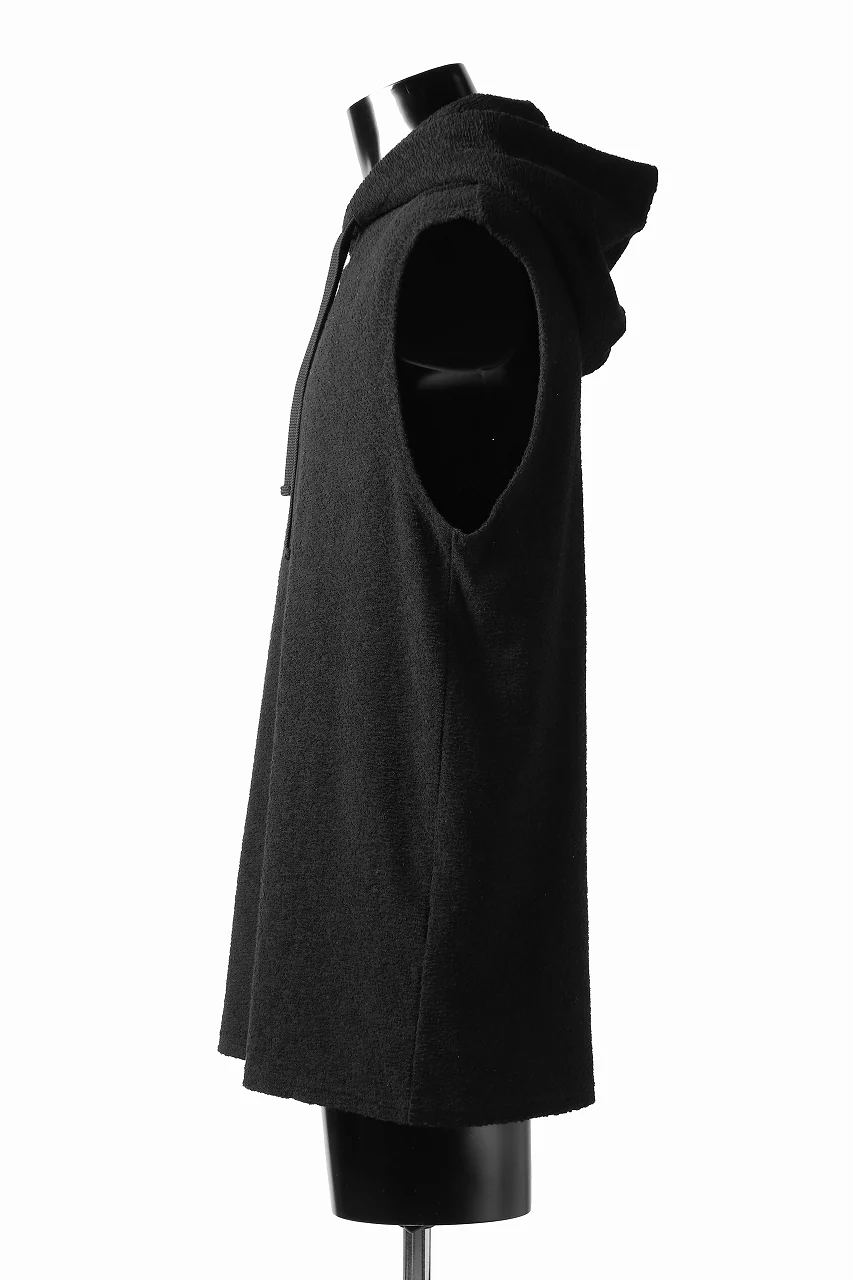 ISAMU KATAYAMA BACKLASH SLEEVELESS HOODIE CUT & SEWN / RANDOM PILE FABRIC (BLACK) - Image 6