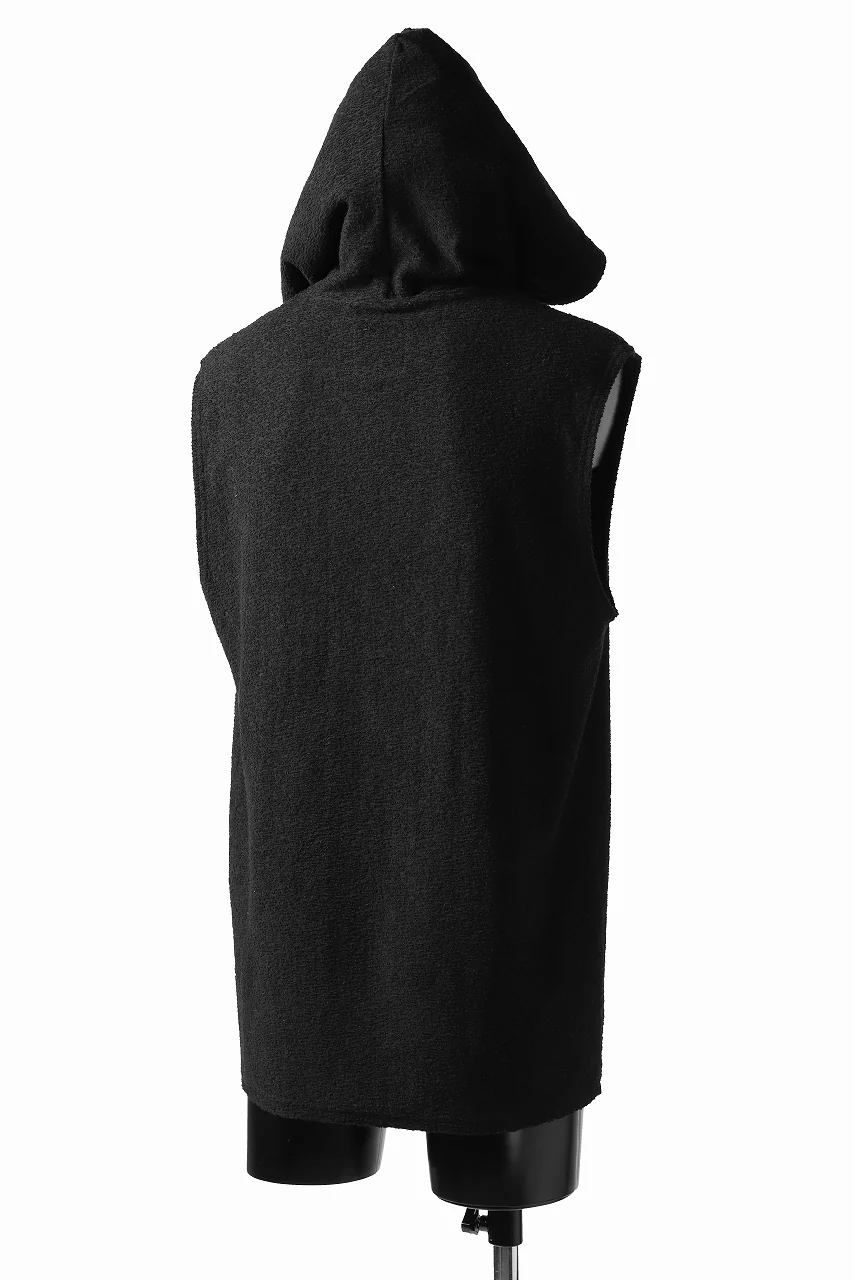 ISAMU KATAYAMA BACKLASH SLEEVELESS HOODIE CUT & SEWN / RANDOM PILE FABRIC (BLACK) - Image 7