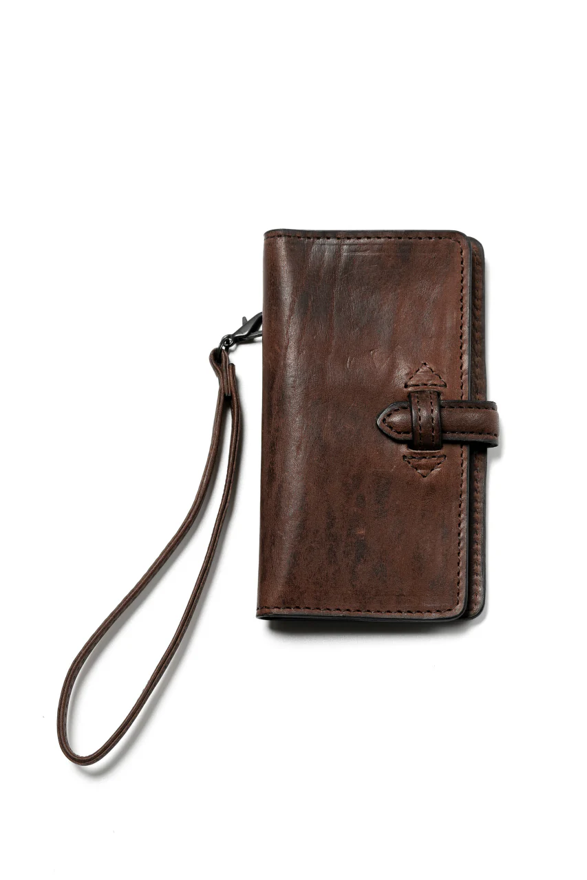 ISAMU KATAYAMA BACKLASH SMART PHONE CASE / PURSE / ITALY DOUBLE SHOULDER (DARK BROWN)