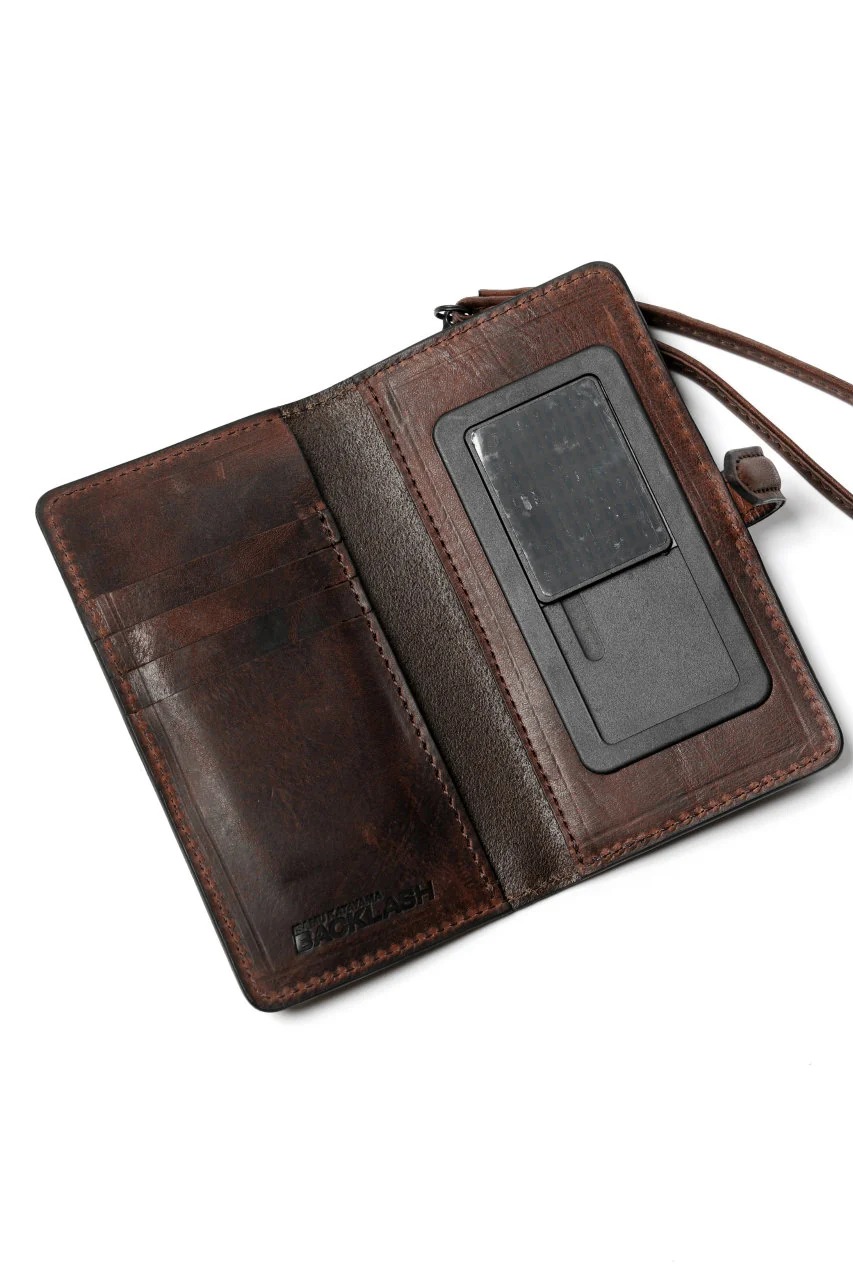 ISAMU KATAYAMA BACKLASH SMART PHONE CASE / PURSE / ITALY DOUBLE SHOULDER (DARK BROWN) - Image 5