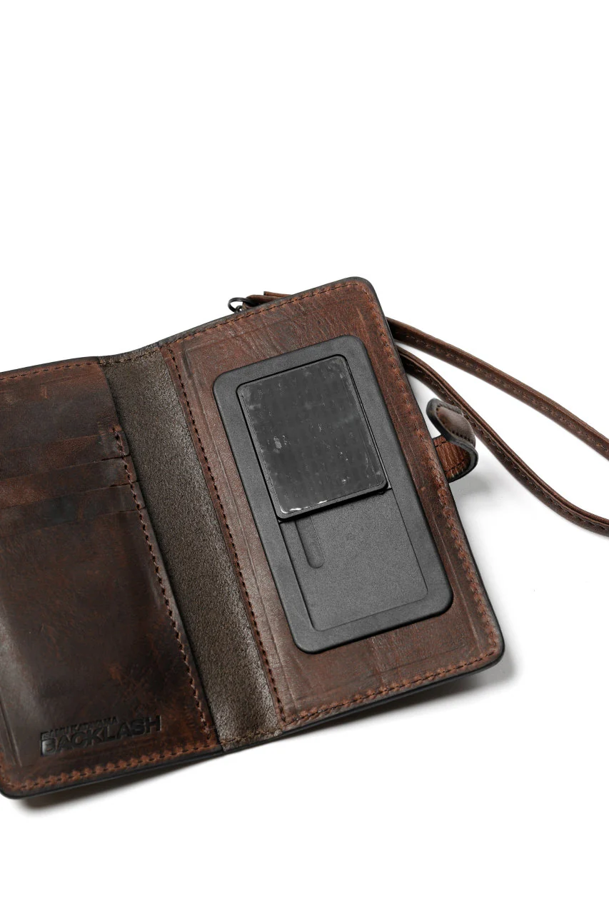 ISAMU KATAYAMA BACKLASH SMART PHONE CASE / PURSE / ITALY DOUBLE SHOULDER (DARK BROWN) - Image 6