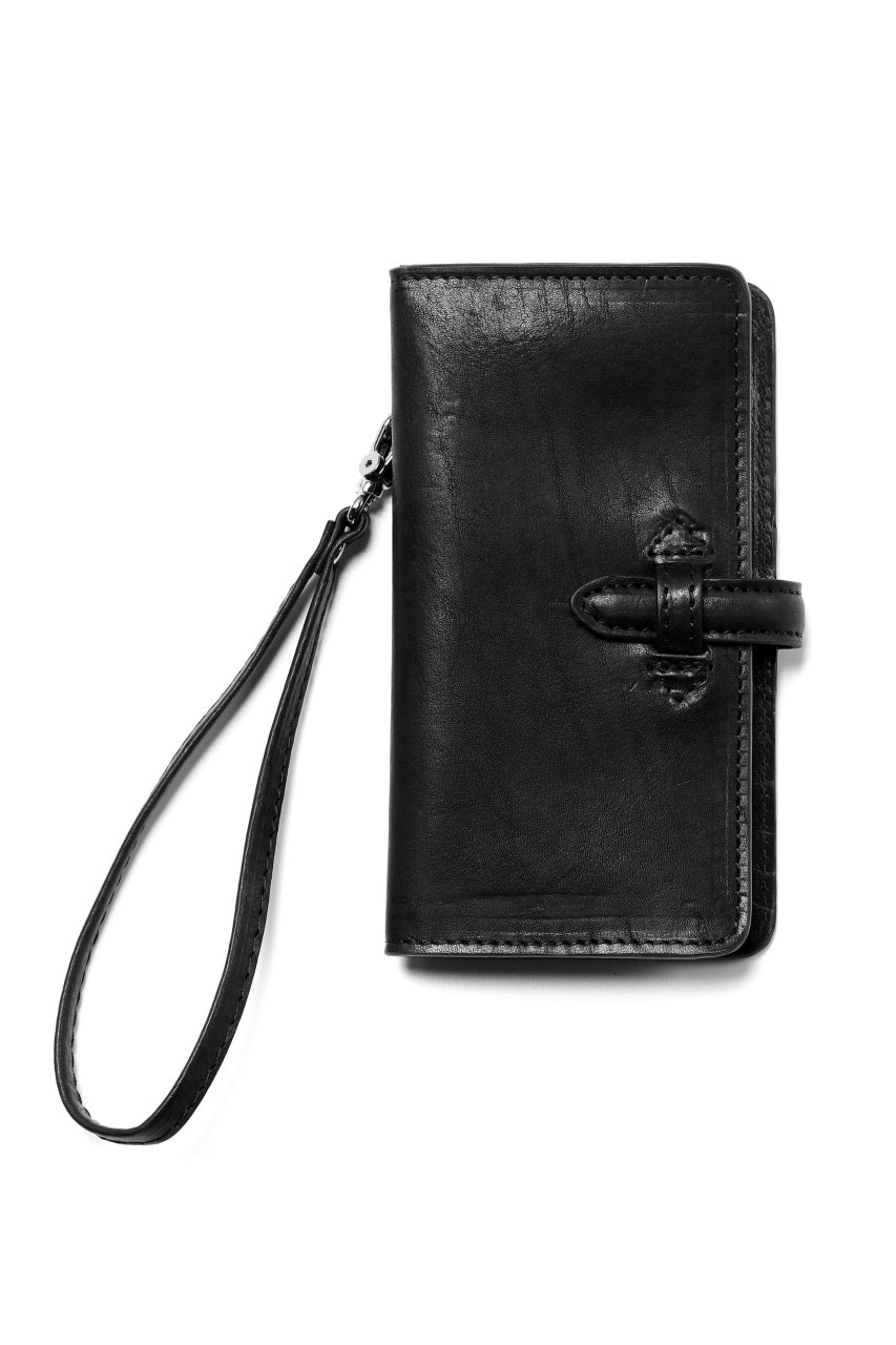 ISAMU KATAYAMA BACKLASH SMART PHONE CASE / PURSE LARGE / ITALY DOUBLE SHOULDER (BLACK)