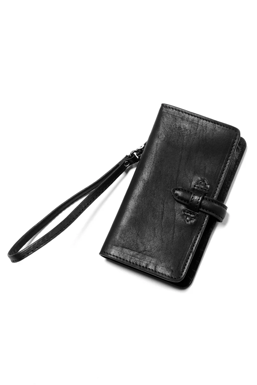 ISAMU KATAYAMA BACKLASH SMART PHONE CASE / PURSE LARGE / ITALY DOUBLE SHOULDER (BLACK) - Image 2