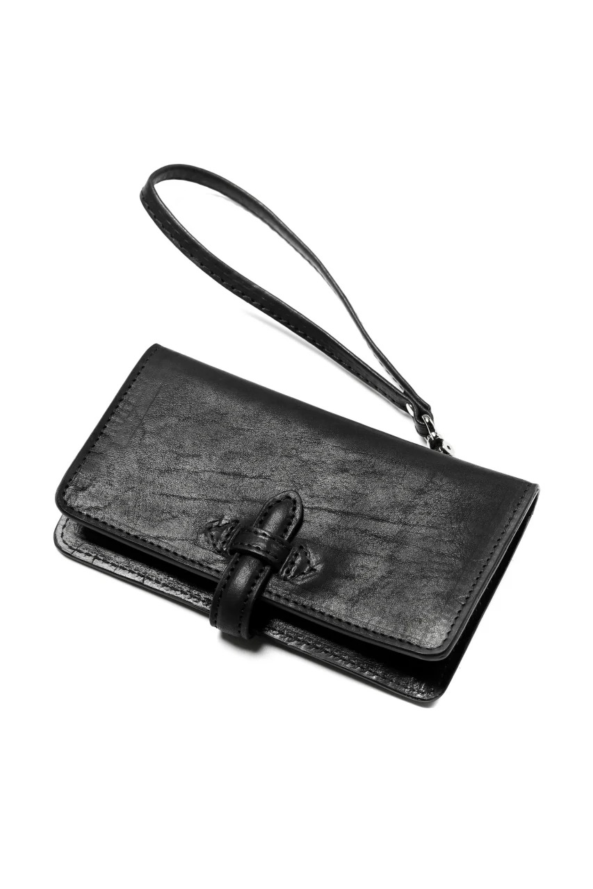 ISAMU KATAYAMA BACKLASH SMART PHONE CASE / PURSE LARGE / ITALY DOUBLE SHOULDER (BLACK) - Image 4