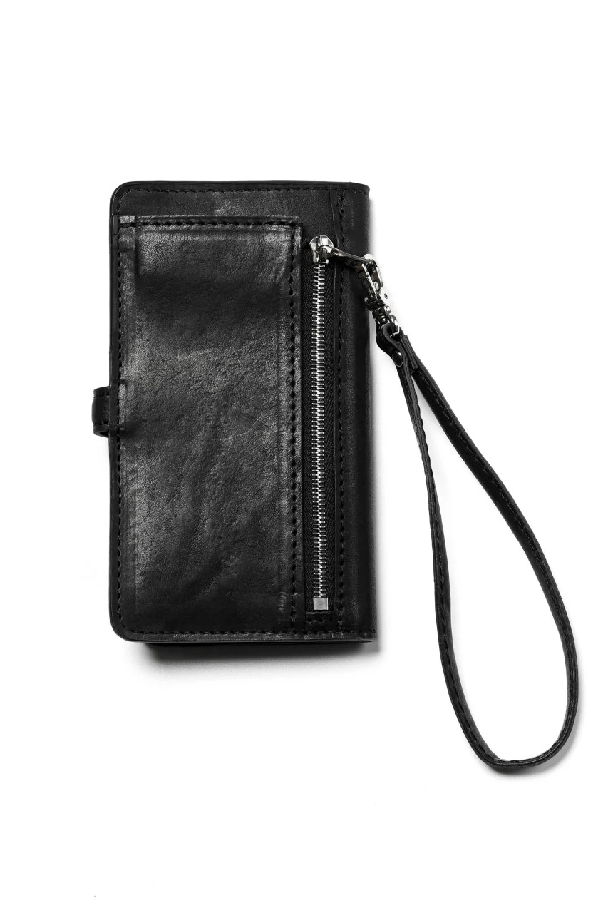 ISAMU KATAYAMA BACKLASH SMART PHONE CASE / PURSE LARGE / ITALY DOUBLE SHOULDER (BLACK) - Image 5