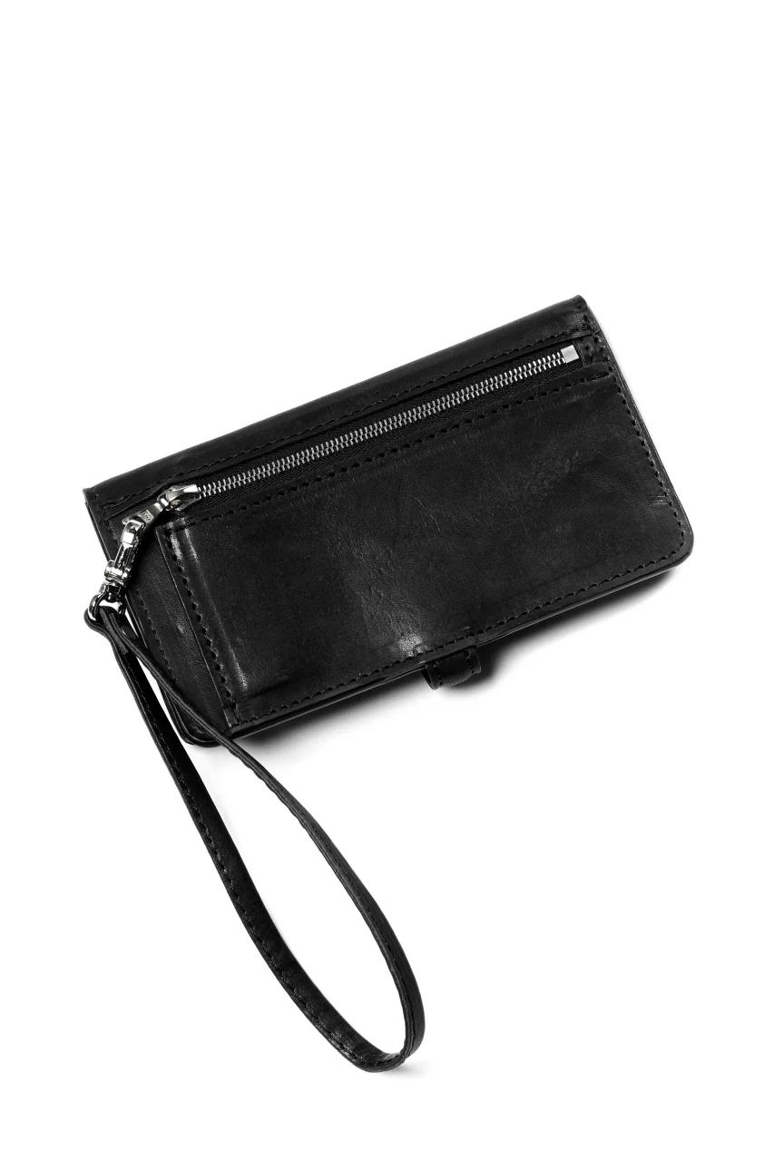 ISAMU KATAYAMA BACKLASH SMART PHONE CASE / PURSE LARGE / ITALY DOUBLE SHOULDER (BLACK) - Image 6