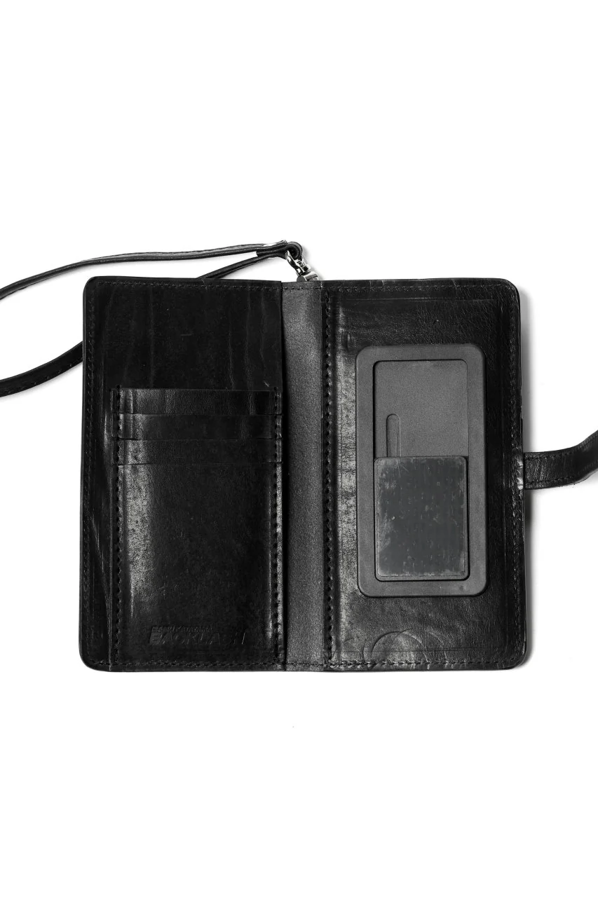 ISAMU KATAYAMA BACKLASH SMART PHONE CASE / PURSE LARGE / ITALY DOUBLE SHOULDER (BLACK) - Image 7