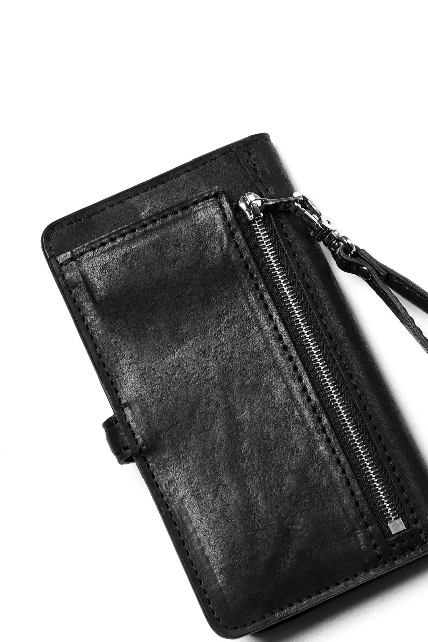 ISAMU KATAYAMA BACKLASH SMART PHONE CASE / PURSE LARGE / ITALY DOUBLE SHOULDER (BLACK) - Image 9