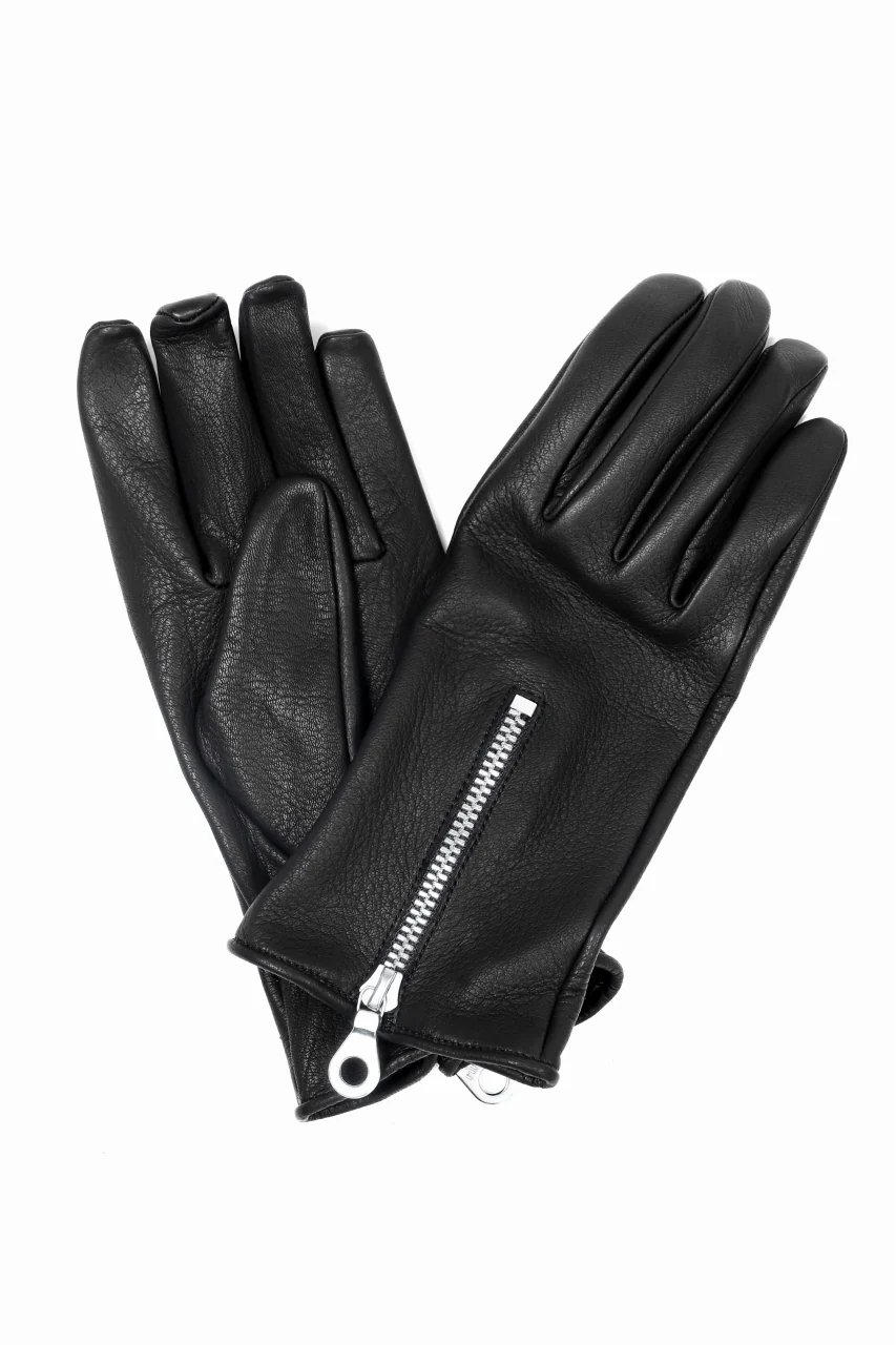 ISAMU KATAYAMA BACKLASH SMOOTH DEERSKIN ZIPPER GLOVE (BLACK) - Image 2