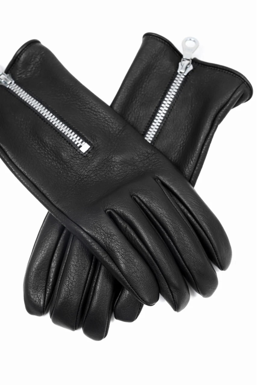 ISAMU KATAYAMA BACKLASH SMOOTH DEERSKIN ZIPPER GLOVE (BLACK) - Image 8