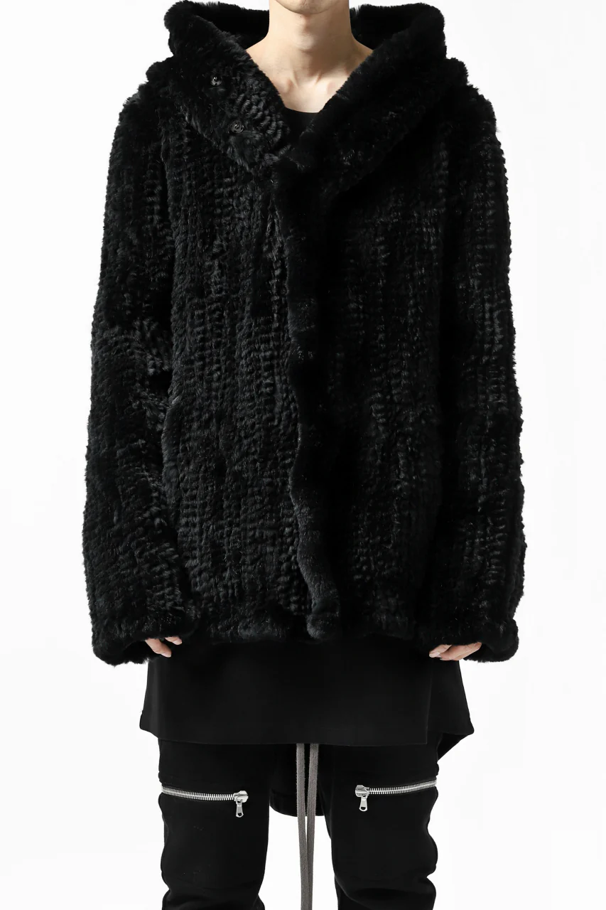 ISAMU KATAYAMA BACKLASH SNAP-HOODIE JACKET / RABBIT-FUR-KNIT - Image 2