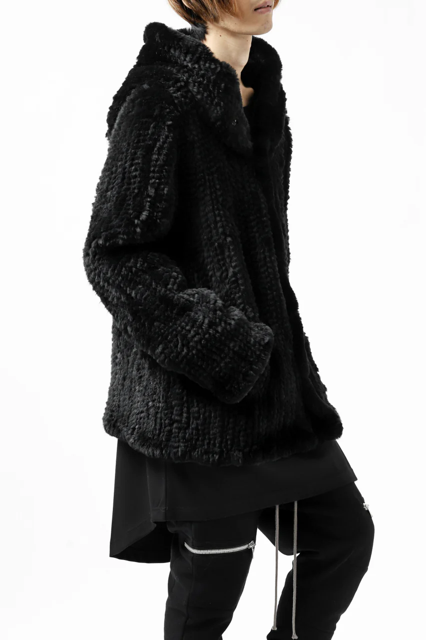 ISAMU KATAYAMA BACKLASH SNAP-HOODIE JACKET / RABBIT-FUR-KNIT - Image 5