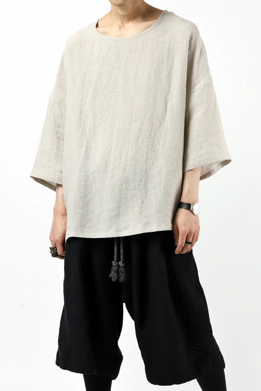 ISAMU KATAYAMA BACKLASH SOFT LINEN PULLOVER SHIRT (BEIGE) - Image 4