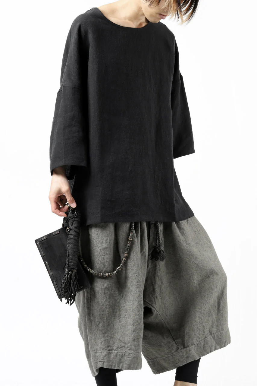 ISAMU KATAYAMA BACKLASH SOFT LINEN PULLOVER SHIRT (BLACK) - Image 16