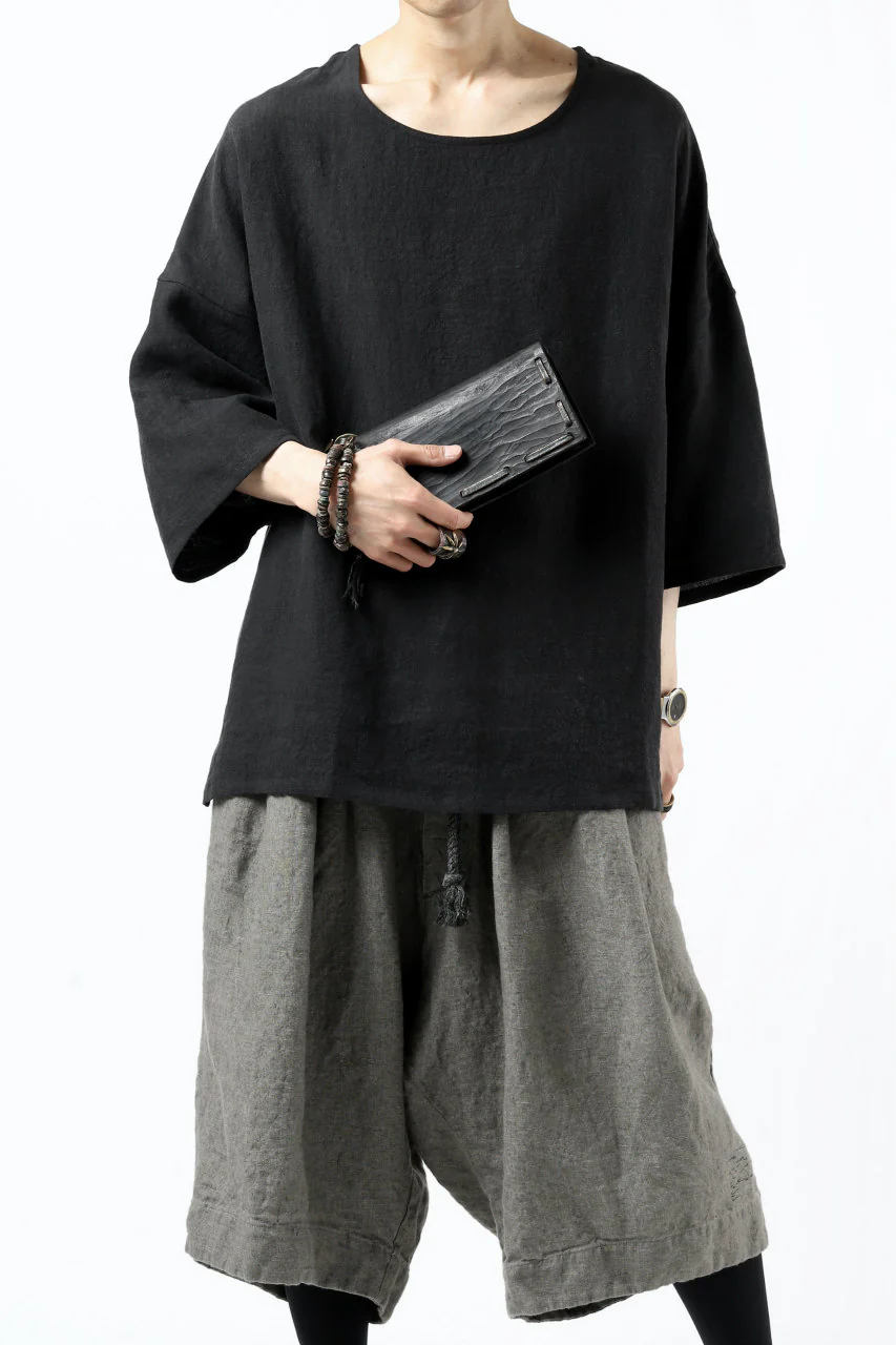 ISAMU KATAYAMA BACKLASH SOFT LINEN PULLOVER SHIRT (BLACK) - Image 19