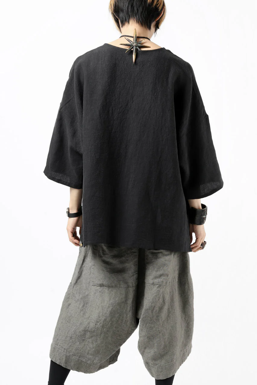 ISAMU KATAYAMA BACKLASH SOFT LINEN PULLOVER SHIRT (BLACK) - Image 20