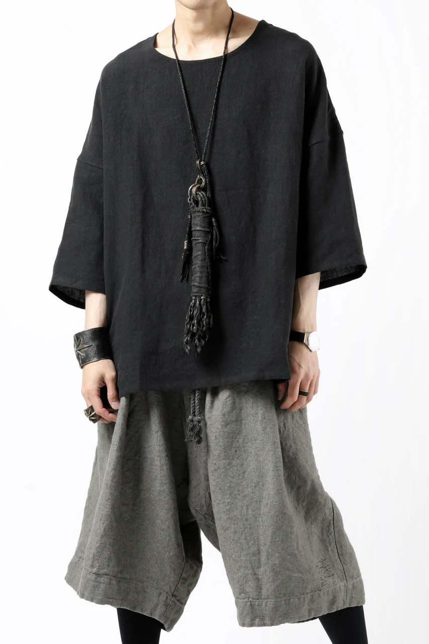 ISAMU KATAYAMA BACKLASH SOFT LINEN PULLOVER SHIRT (BLACK) - Image 21