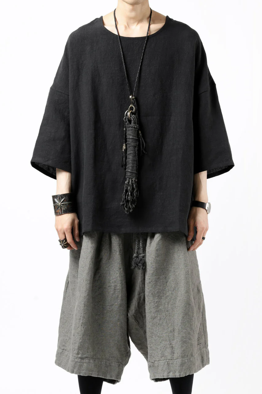 ISAMU KATAYAMA BACKLASH SOFT LINEN PULLOVER SHIRT (BLACK) - Image 23