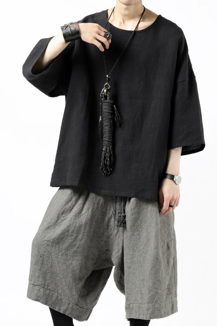 ISAMU KATAYAMA BACKLASH SOFT LINEN PULLOVER SHIRT (BLACK) - Image 24