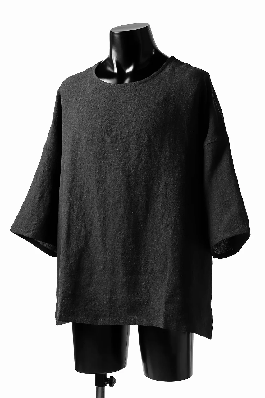 ISAMU KATAYAMA BACKLASH SOFT LINEN PULLOVER SHIRT (BLACK) - Image 4