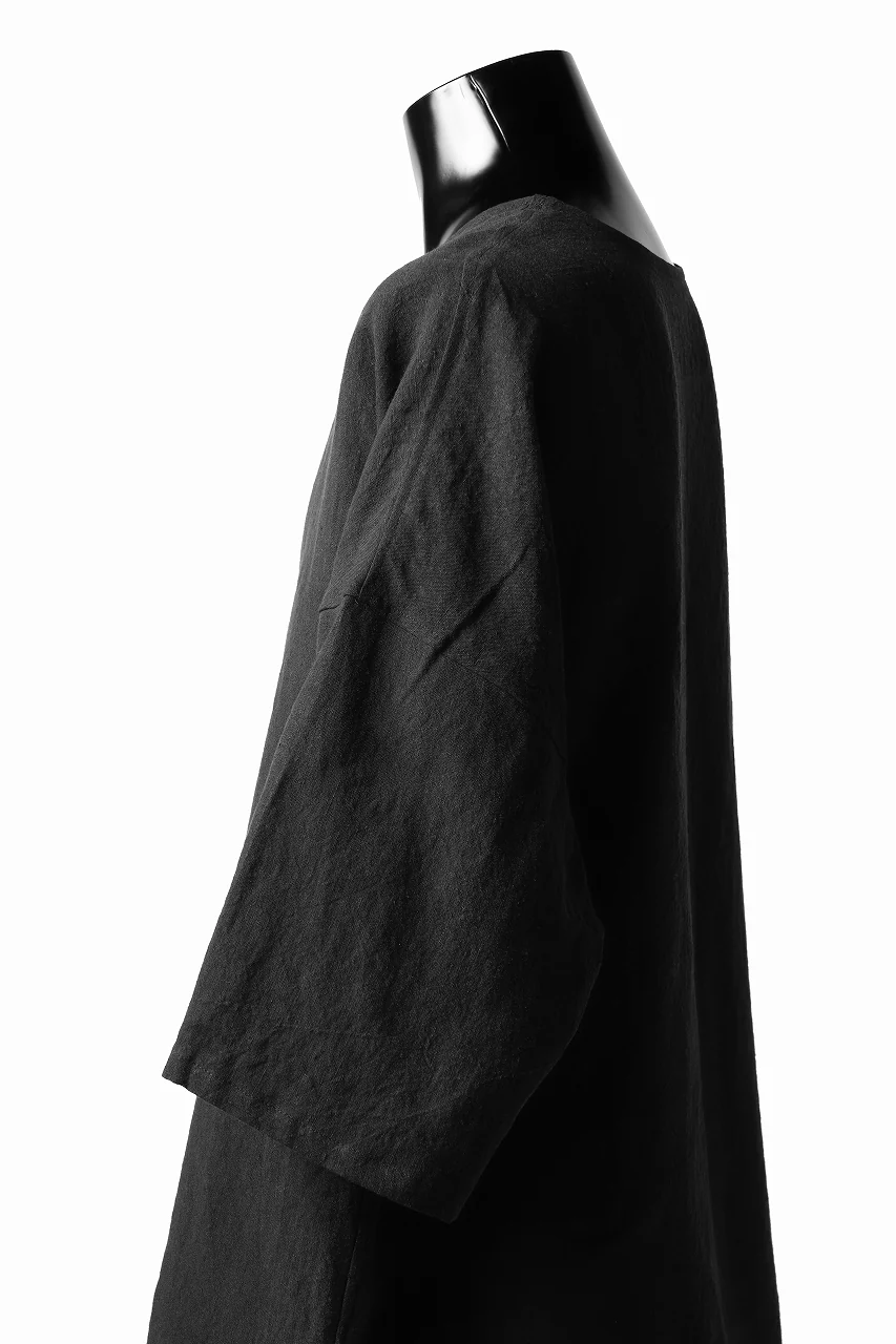 ISAMU KATAYAMA BACKLASH SOFT LINEN PULLOVER SHIRT (BLACK) - Image 7