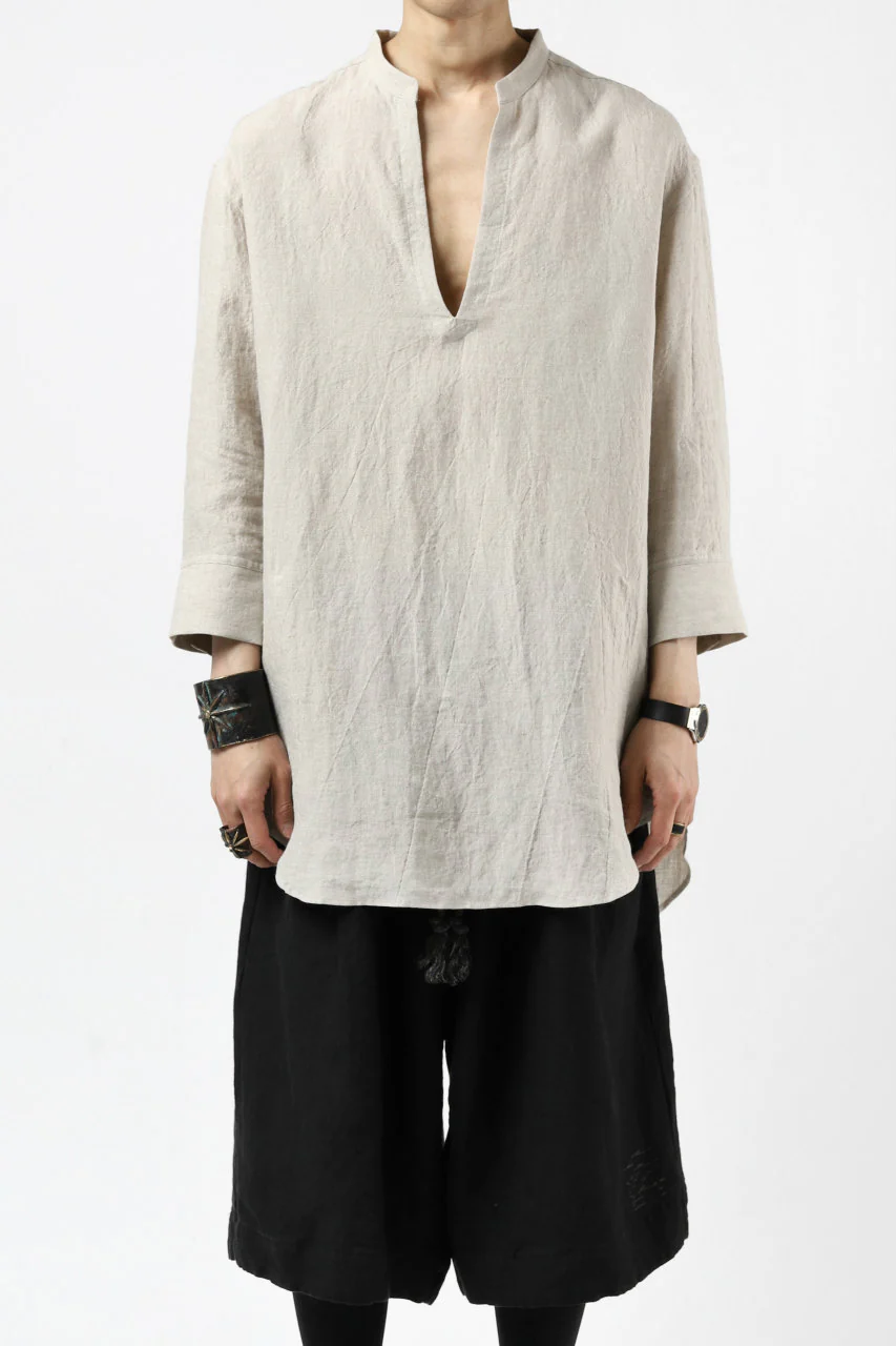 ISAMU KATAYAMA BACKLASH SOFT LINEN SKIPPER SHIRT (BEIGE) - Image 20