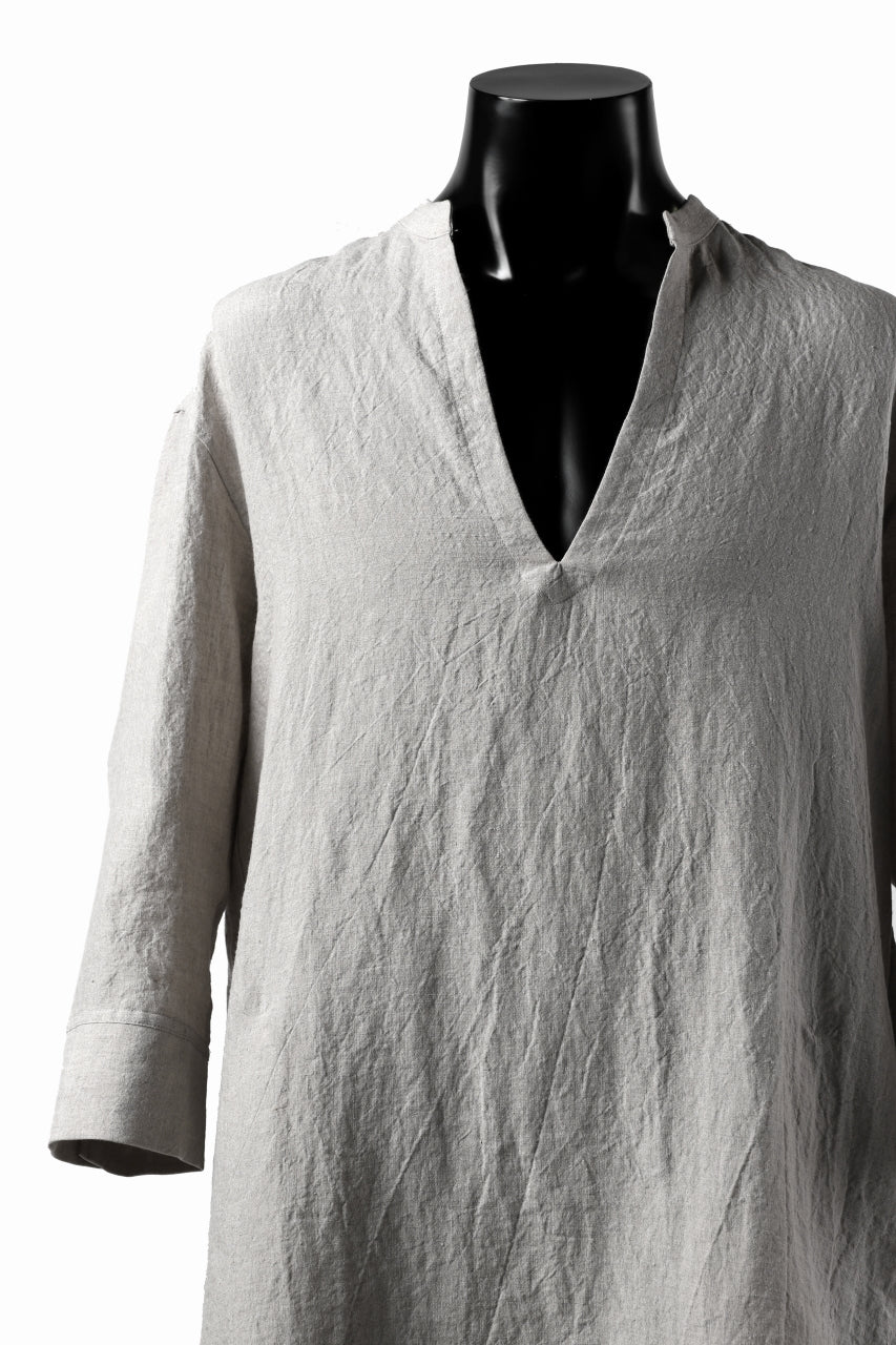 ISAMU KATAYAMA BACKLASH SOFT LINEN SKIPPER SHIRT (BEIGE) - Image 7