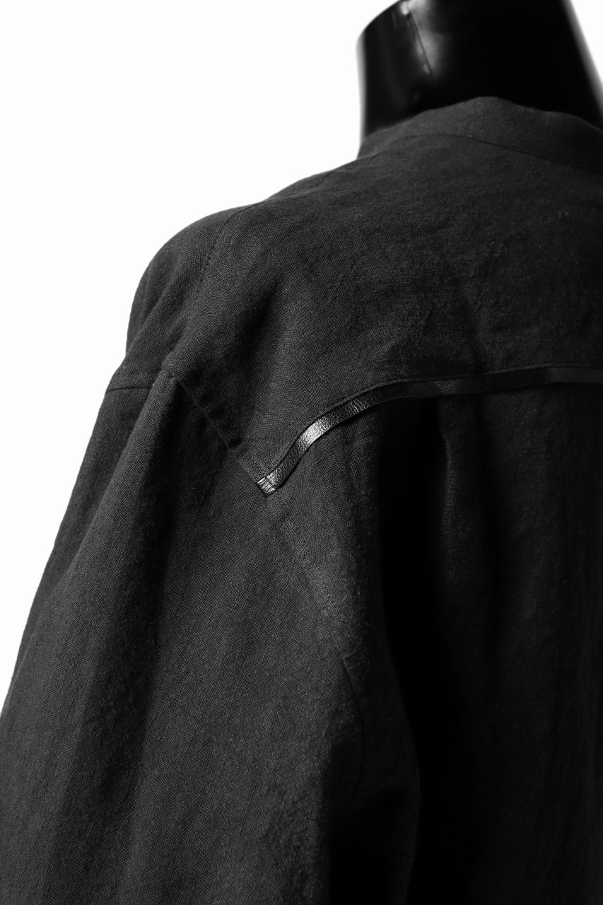 ISAMU KATAYAMA BACKLASH SOFT LINEN SKIPPER SHIRT (BLACK) - Image 13