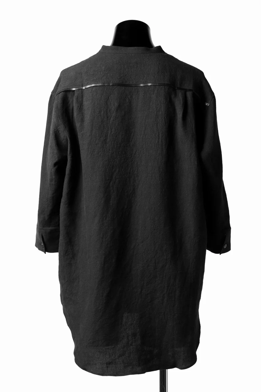 ISAMU KATAYAMA BACKLASH SOFT LINEN SKIPPER SHIRT (BLACK) - Image 3
