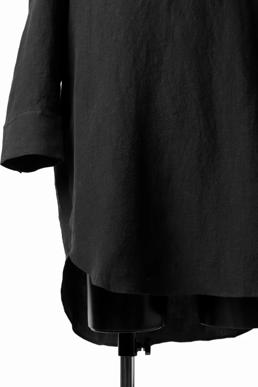 ISAMU KATAYAMA BACKLASH SOFT LINEN SKIPPER SHIRT (BLACK) - Image 7