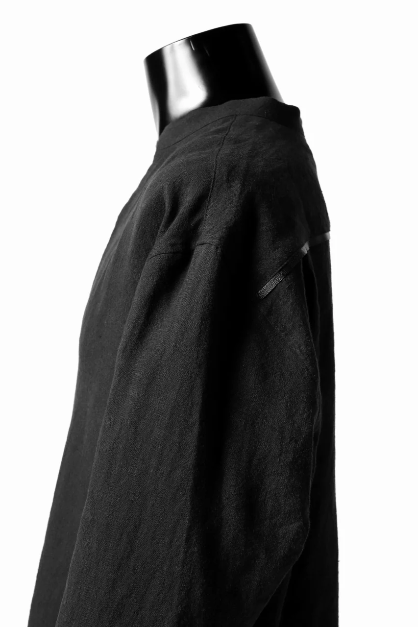 ISAMU KATAYAMA BACKLASH SOFT LINEN SKIPPER SHIRT (BLACK) - Image 9