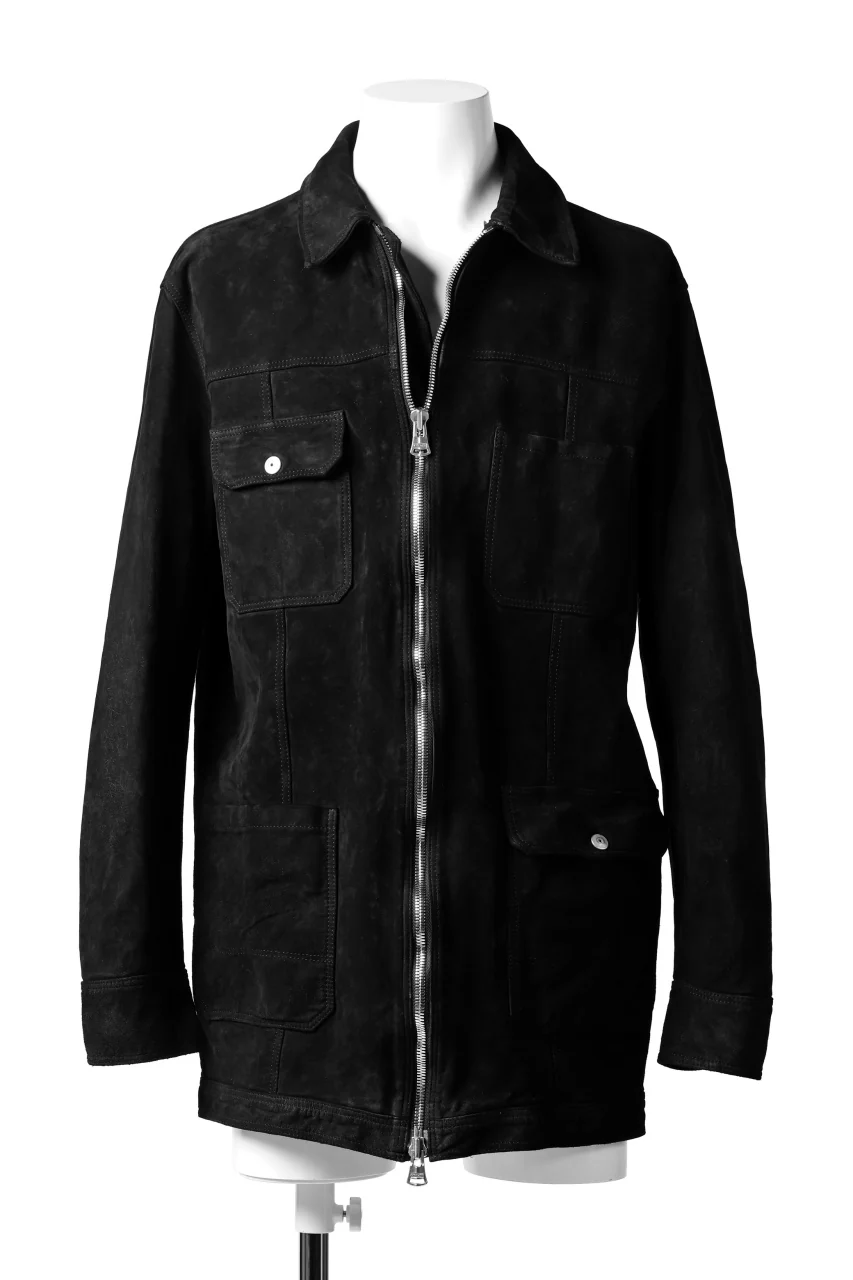 ISAMU KATAYAMA BACKLASH SUEDE COVER ALL BLOUSON / JAPAN CALF (WHITE TANNED / BLACK)