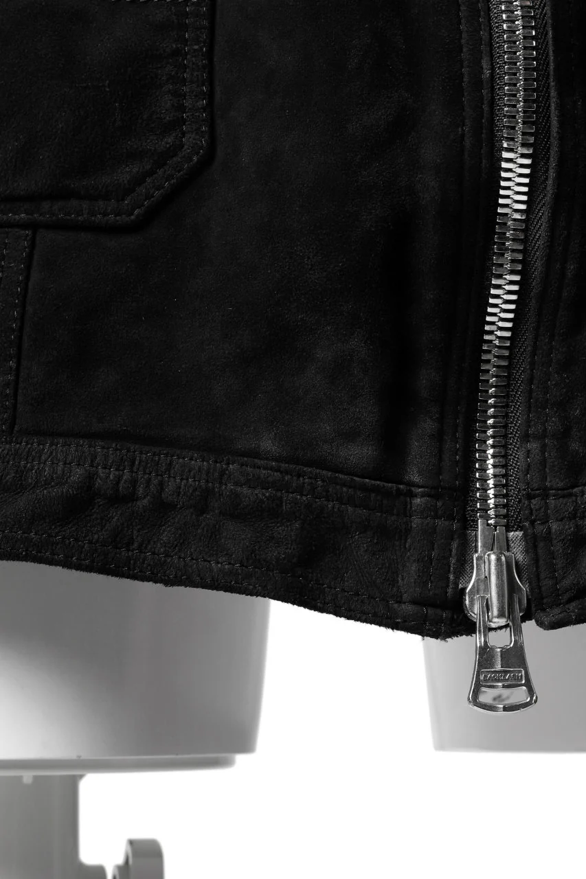 ISAMU KATAYAMA BACKLASH SUEDE COVER ALL BLOUSON / JAPAN CALF (WHITE TANNED / BLACK) - Image 12