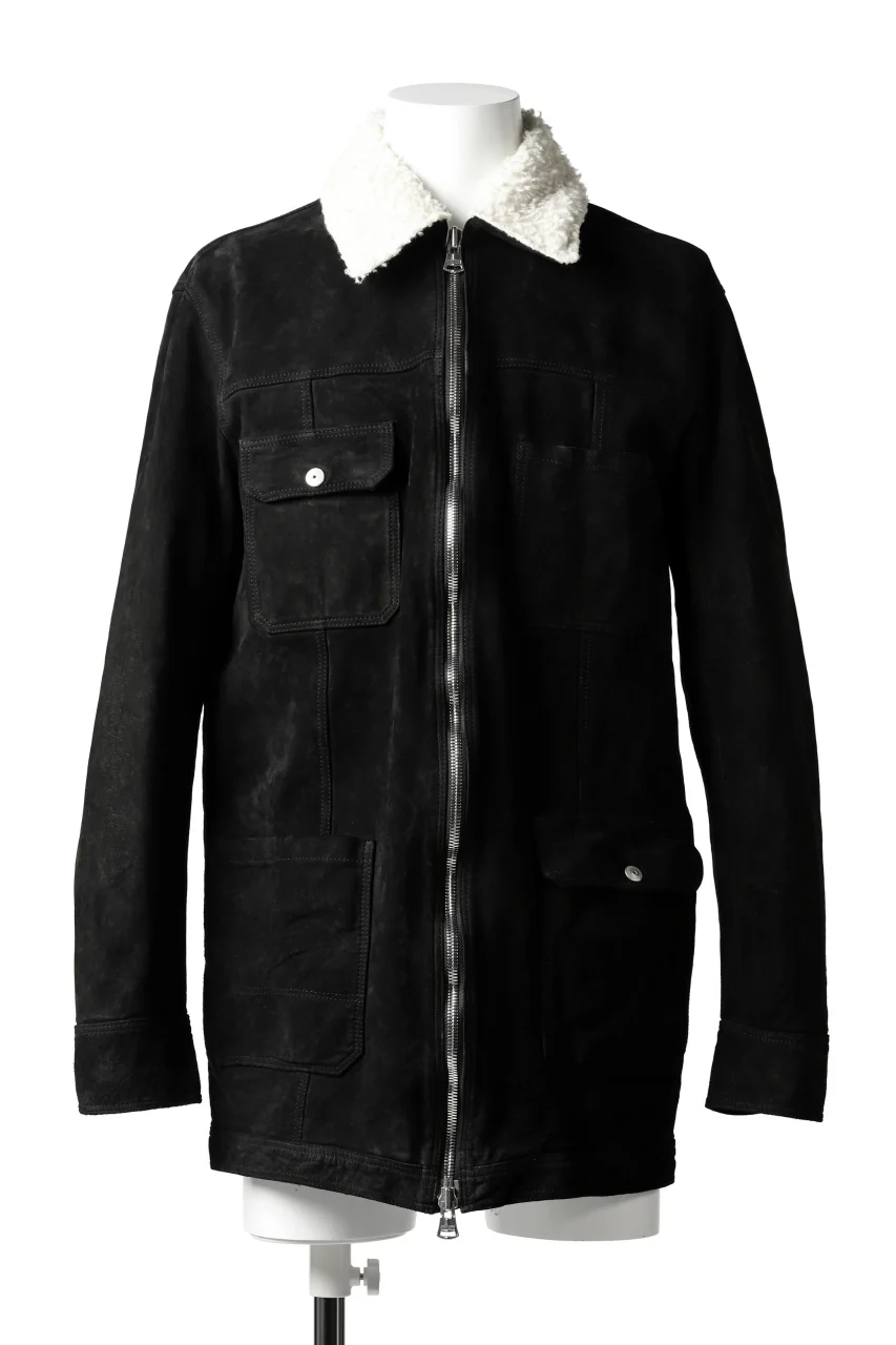 ISAMU KATAYAMA BACKLASH SUEDE COVER ALL BLOUSON / JAPAN CALF (WHITE TANNED / BLACK) - Image 17