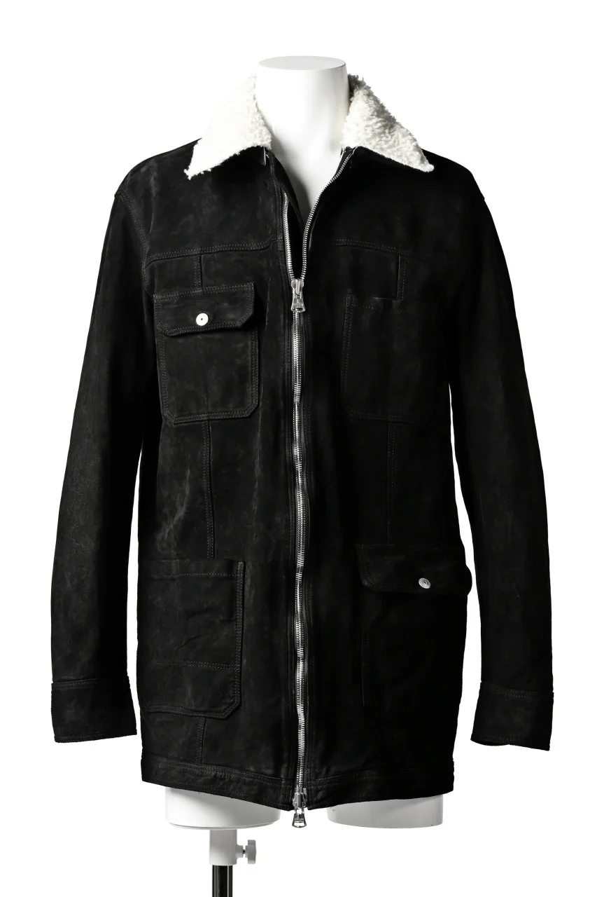 ISAMU KATAYAMA BACKLASH SUEDE COVER ALL BLOUSON / JAPAN CALF (WHITE TANNED / BLACK) - Image 18