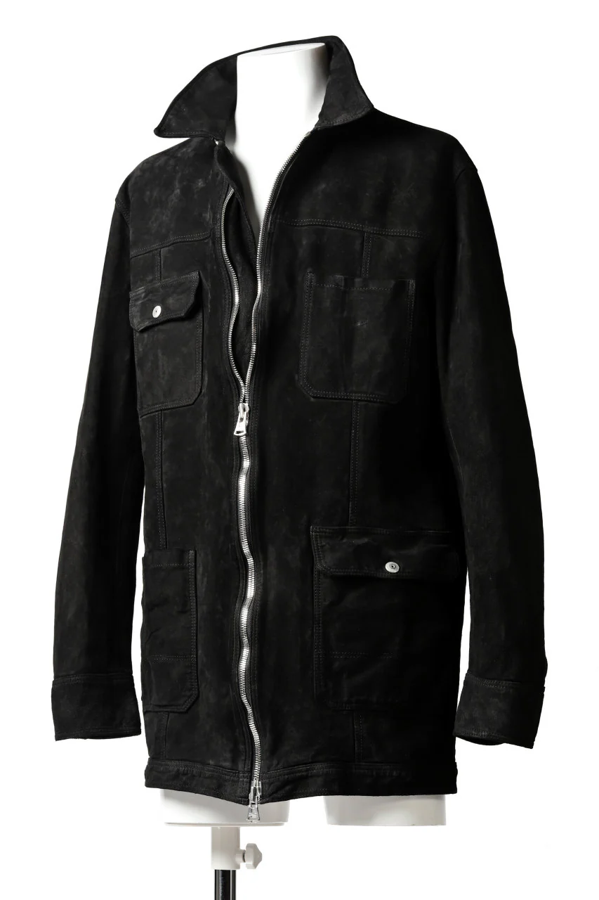 ISAMU KATAYAMA BACKLASH SUEDE COVER ALL BLOUSON / JAPAN CALF (WHITE TANNED / BLACK) - Image 2