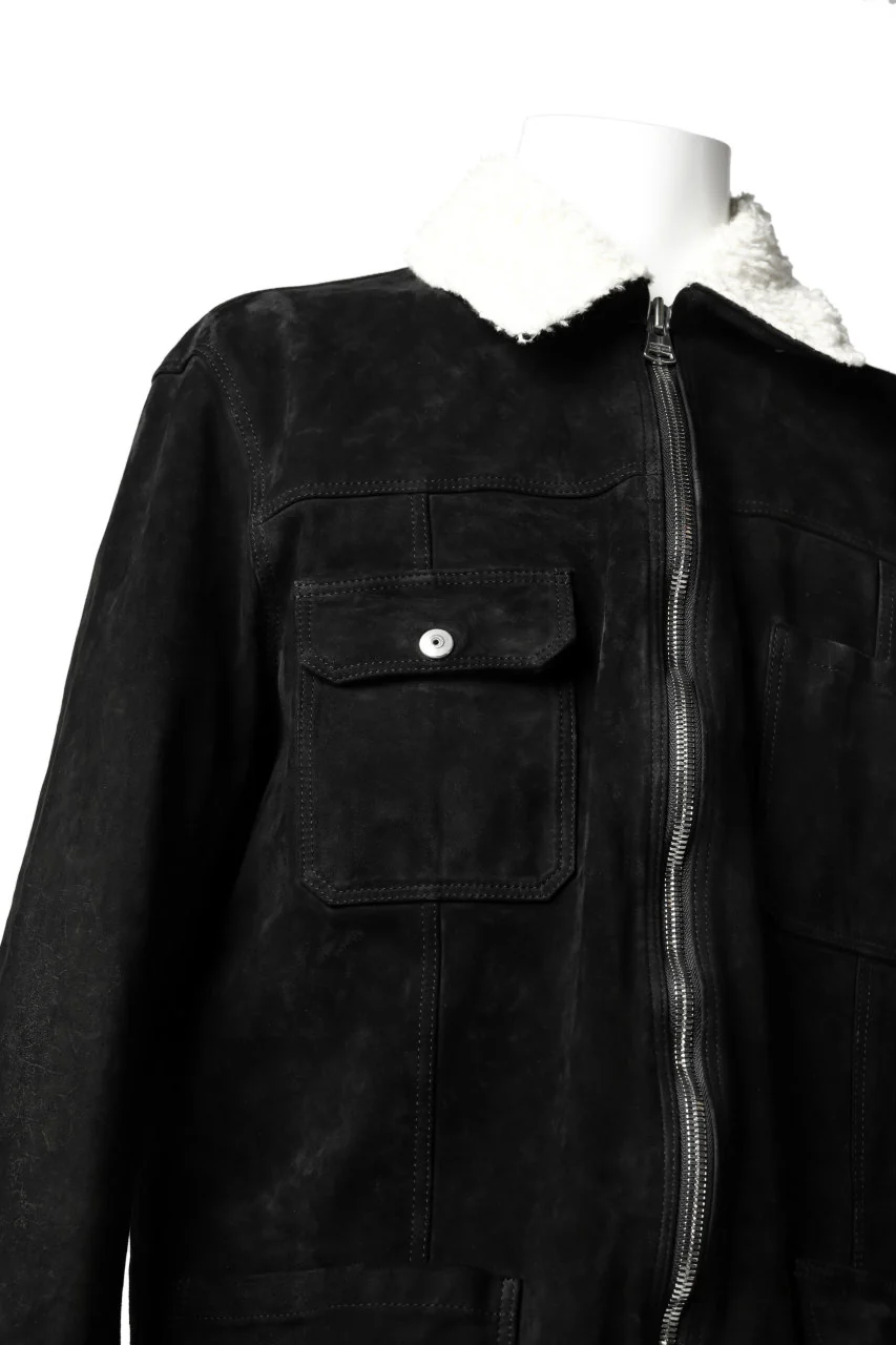ISAMU KATAYAMA BACKLASH SUEDE COVER ALL BLOUSON / JAPAN CALF (WHITE TANNED / BLACK) - Image 21