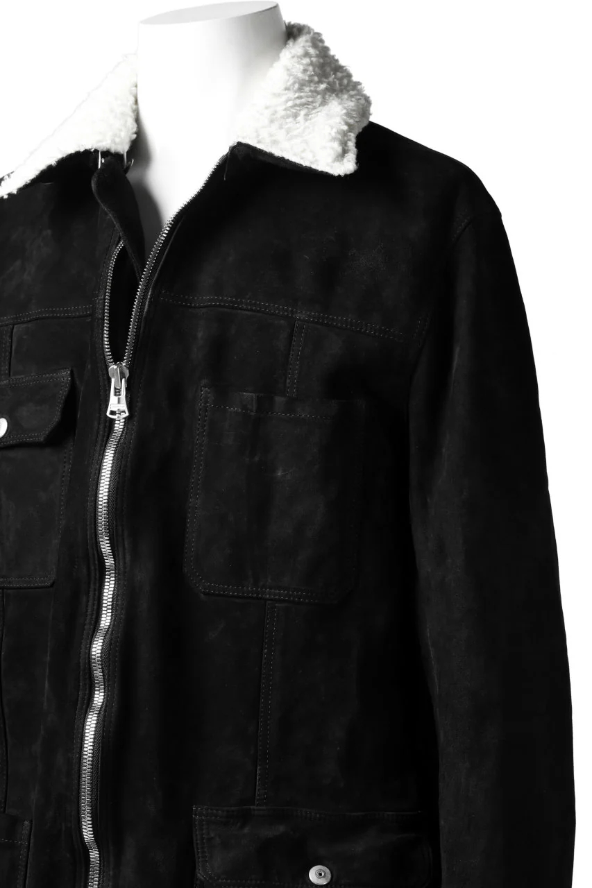ISAMU KATAYAMA BACKLASH SUEDE COVER ALL BLOUSON / JAPAN CALF (WHITE TANNED / BLACK) - Image 22