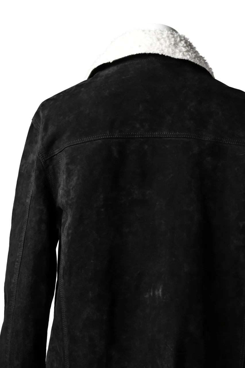 ISAMU KATAYAMA BACKLASH SUEDE COVER ALL BLOUSON / JAPAN CALF (WHITE TANNED / BLACK) - Image 24