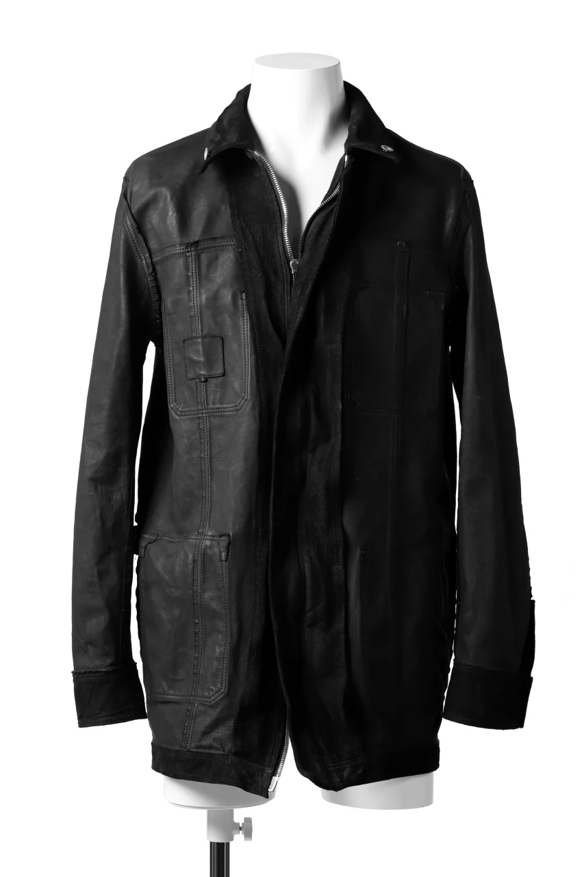 ISAMU KATAYAMA BACKLASH SUEDE COVER ALL BLOUSON / JAPAN CALF (WHITE TANNED / BLACK) - Image 25