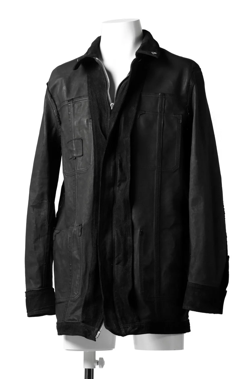 ISAMU KATAYAMA BACKLASH SUEDE COVER ALL BLOUSON / JAPAN CALF (WHITE TANNED / BLACK) - Image 26