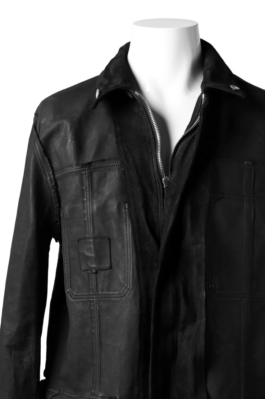 ISAMU KATAYAMA BACKLASH SUEDE COVER ALL BLOUSON / JAPAN CALF (WHITE TANNED / BLACK) - Image 28