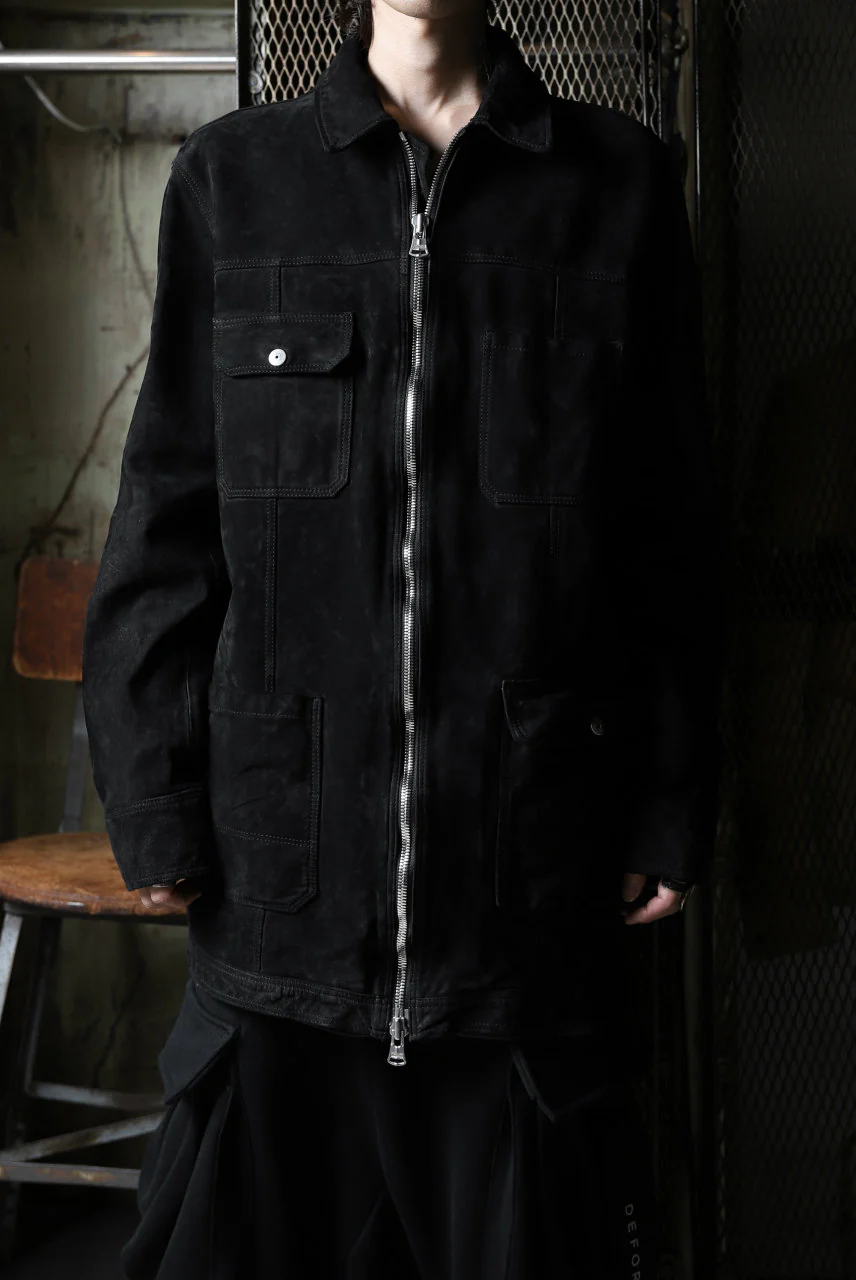 ISAMU KATAYAMA BACKLASH SUEDE COVER ALL BLOUSON / JAPAN CALF (WHITE TANNED / BLACK) - Image 32